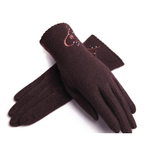 ZLYC Women Lady Fashion Winter Handmade Warm Wool Embroidery Pattern Knit Gloves