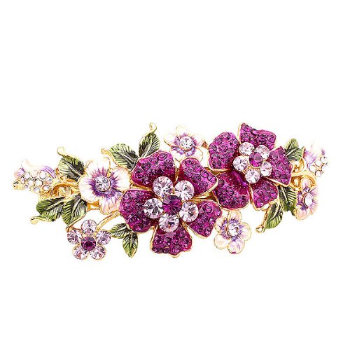 Glitterland Noble Retro Chinese Cloisonne Flower Hair Clip & Hair Accessories with Purple Crystals (6266)