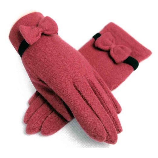 ZLYC Women Lady Fashion Handmade Warm Wool Two-Tone Fashion Knit Bowknot Gloves