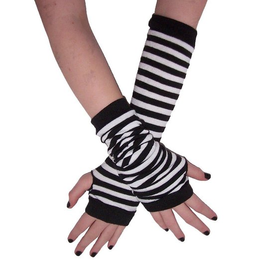 Womdee(TM) 1 Pair Gothic Striped Anime Cosplay Arm Warmers Gloves With Accessory