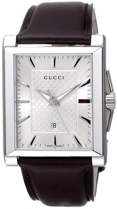 Gucci Men's YA138405 "G-Timeless" Rectangle Analog Display Swiss Quartz Silver Watch