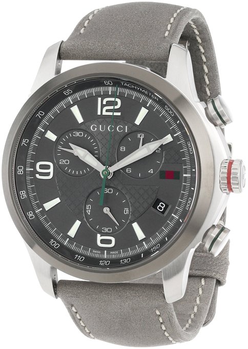 Gucci Men's YA126242 "G-Timeless" Diamond Pattern Anthracite Dial Watch