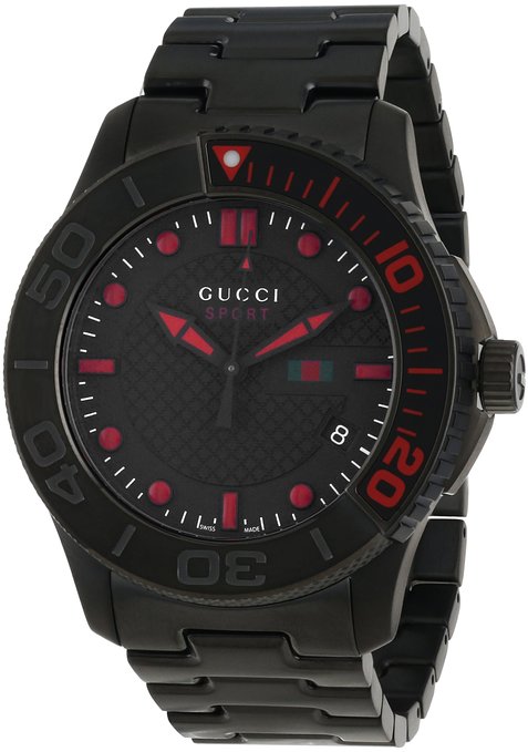 Gucci Men's YA126230 "G-Timeless" Dive Black IP Steel Bracelet Watch