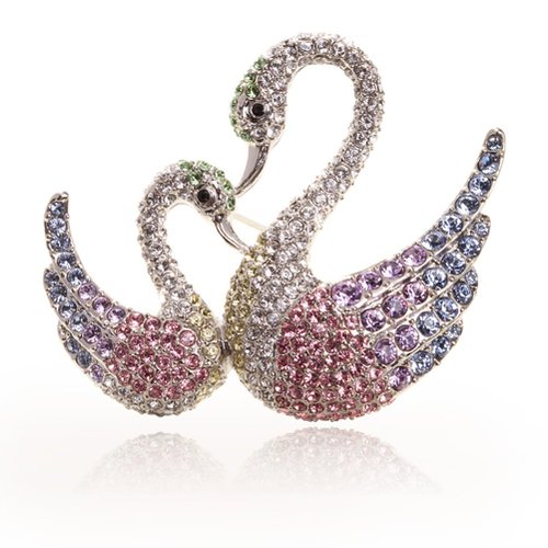 Digabi Women Jewelry Brooch Clothing Accessories Double Swans with Gift Bag