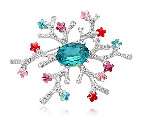 Wedding Accessories Colorful Crystal White Gold Plated Tree Branches Brooch Pin Jewelry