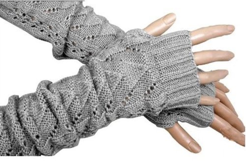 Womdee(TM) 1 Pair Lady's Long Stretch Weave Knit Arm Warmer With Accessory