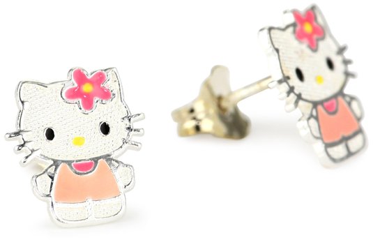 Hello Kitty Girl's Sterling Silver Pink Bow Stud Earrings