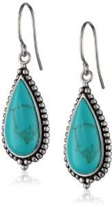 Sterling Silver Simulated Turquoise Teardrop Earrings