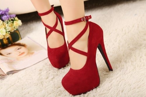Jelesion 2014 Summer Women's Sexy Pumps Vintage Red/black Bottom Platform Strappy High Heels Party Shoes