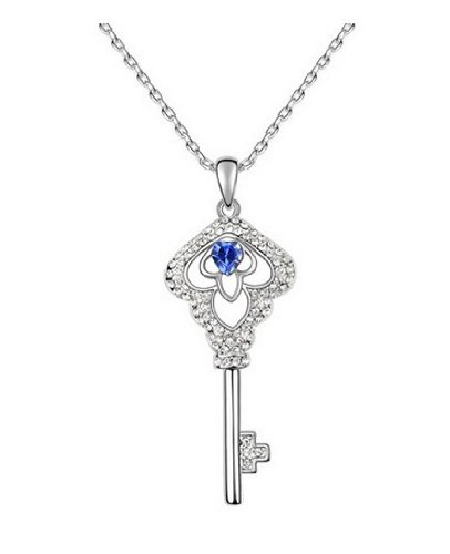 JBG Women's Exquisite Sapphire Red Crystal Pendant Necklace-The Magic Key Fashion Charms Jewelry Personality Gift in a Nice Jewellery Box