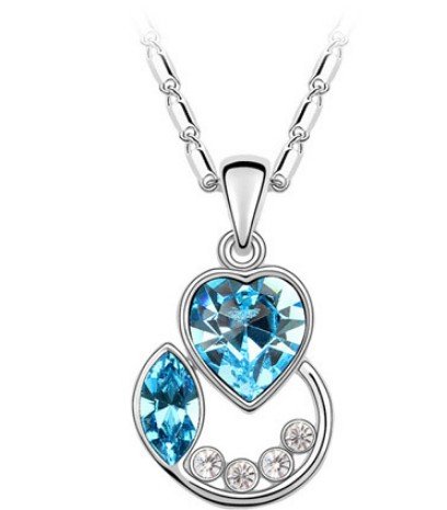 JBG Women's Exquisite Aquamarine Crystal Pendant Necklace-Autumn Florid Fashion Charms Jewelry Personality Gift in a Nice Jewellery Box